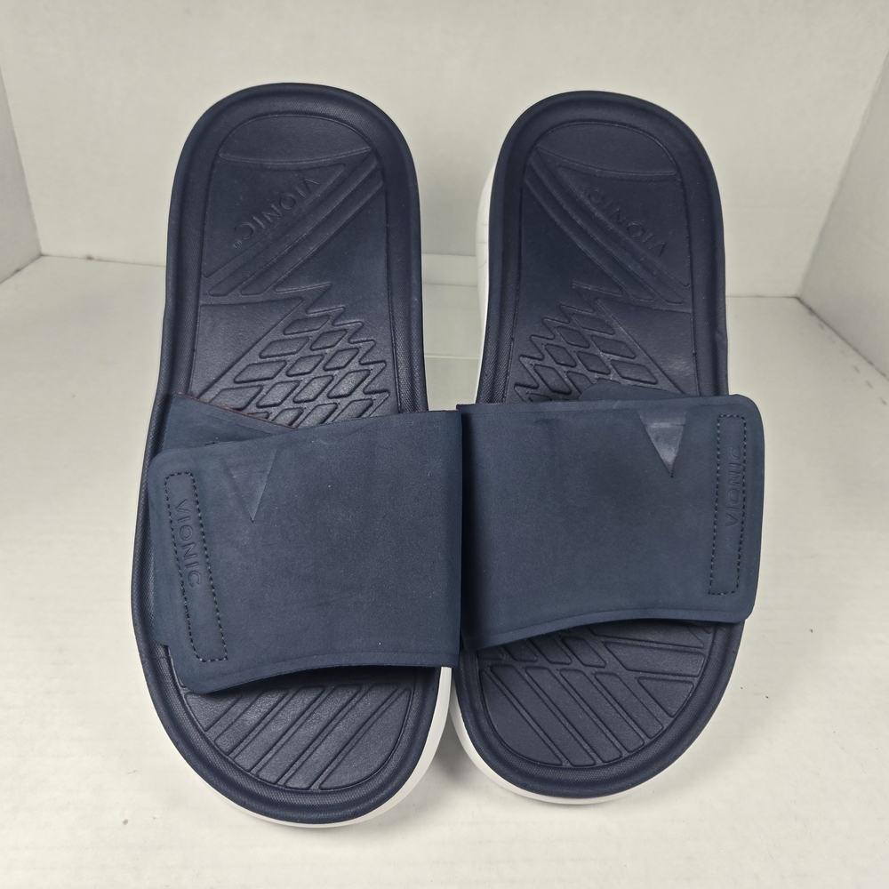 Vionic Adjustable Unisex Recovery Rejuvenate Slide Sandals Navy Size M 8.5 W 10